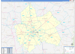 Lexington-Fayette Metro Area Wall Map Basic Style 2024